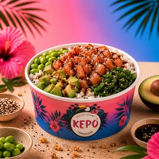 Kepo Salmon - Riso sushi, Salmone crudo, avocado, edamame, alga, teriyaki, sesamo