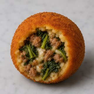 Crocchè di patate con salsiccia, friarielli, provola e mozzarella