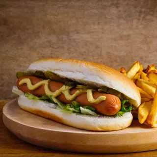 Hot dog con patatine salse e bacon
