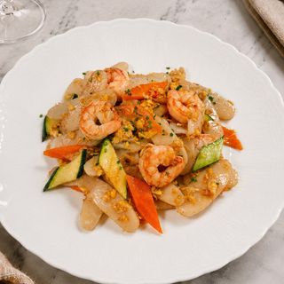 Gnocchi di riso saltati con gamberi