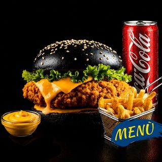 38 DARK CHICKEN SPICY BURGER MENU