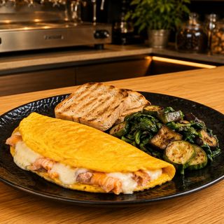 Omelette salmone affumicato e scamorza