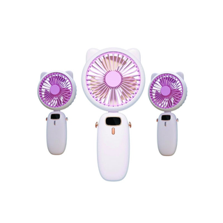 This Mini USB Rechargeable Portable Fan, Characterized by a Pretty Design With Cat Ears and a Digital Display,(100497)