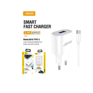 Fast Charger and Type C to USB Cable (1m) – Reliable Charging & Data Sync (A818)