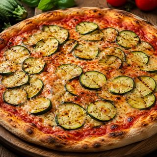 Pizza rossa con zucchine