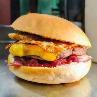 Egg bacon cheeseburger