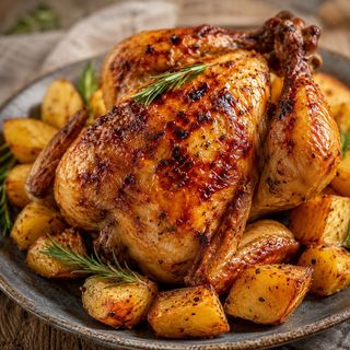 Pollo affumicato con patate