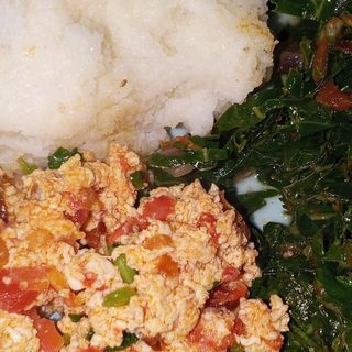 Ugali served with egg wetfry