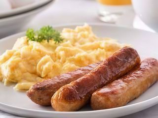 1 Sausage, 2 Eggs, Toast, Tea Plus Juice