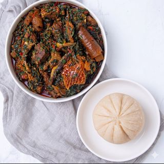 Efo riro Soup served with Swallow