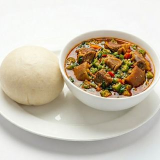 Okra soup served with swallow