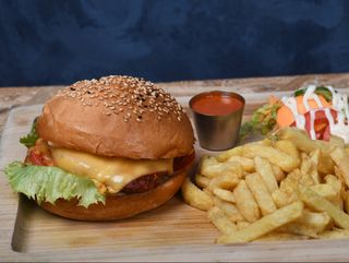 Chicken Tikka Burger With Fries & Melted Cheese (NEW)