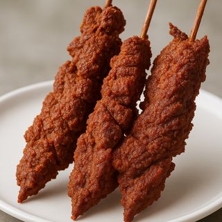 Beef Suya - Charcoal-Grilled Beef Fillet Pieces On A Skewer