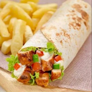 Chicken wrap and chips