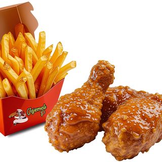 3 Pcs Of Honey Glazed Chicken & fries