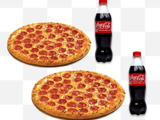x2 Medium Pizzas (Pepperoni) x2 Soft Drinks (500ml)