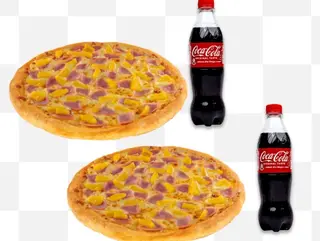 x2 Medium Pizzas (Chicken Hawaiian) x2 Soft Drinks (500ml)