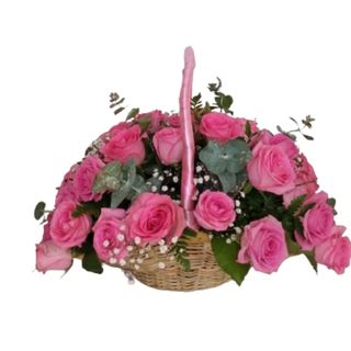 Pink basket arrangement