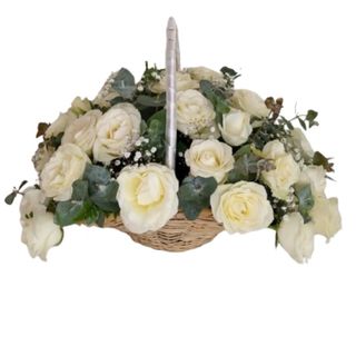 White basket rose arrangement