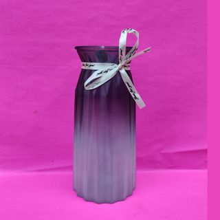 Smoked Glass Ribbed Cylinder Vase