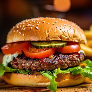 Beef Burger & Fries 