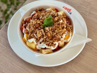 Fruit Salad With Yoghurt, Honey & Nuts (N)