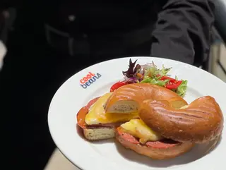 Pepperoni, egg & cheese bagel