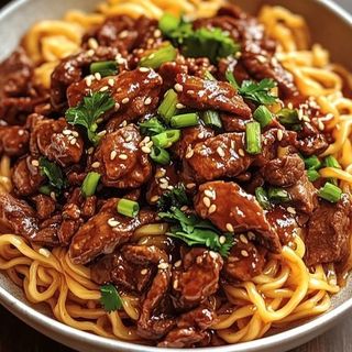 Noodles and beef