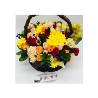 OG WICKER FLOWER BASKET WITH CHOCS