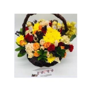 OG WICKER FLOWER BASKET WITH CHOCS