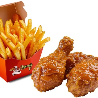 2 Pcs Of Honey Glazed Chicken & fries