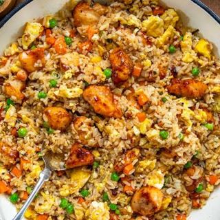 Rice and chicken fry +soda