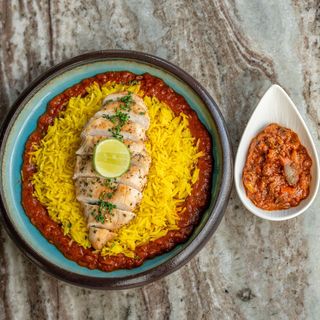 Grilled Chicken with Saffron Rice