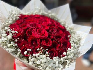 Red Roses Baby Breath Combo