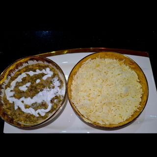 Coconut green grams with Coconut rice