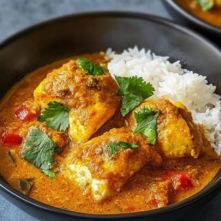 Fish Curry served with Coconut rice