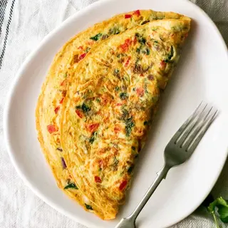 Masala Omelette (Two Eggs) with Toast