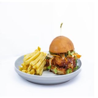 Korean Crispy Chicken Burger with Fries