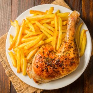 Grilled chicken quarter+ fries