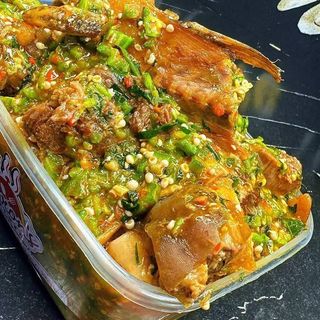 Okro mixed with cowleg