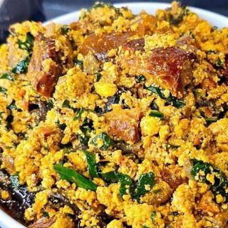 Egusi mixed with brokoto/cowleg 