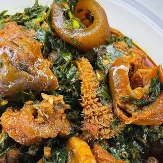 Eforiro mixed with pomo, shaki, beef, titus fish