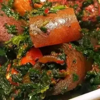 Eforiro vegetables mixed with pomo and beef