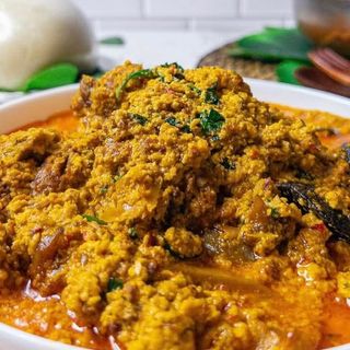 Egusi mixed with goatmeat 