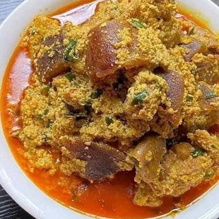 Egusi mixed with pomo,shaki,beef