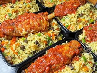 Fried Rice served with 1 peppered turkey wing