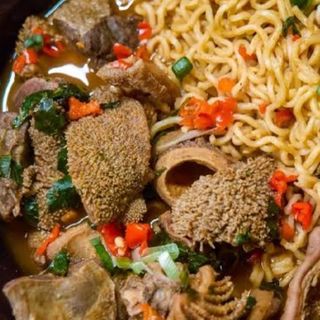 Shaki mixed with noodles peppe soup 