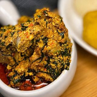 Egusi mixed with titus fish