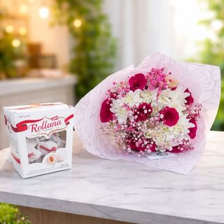 Blush Romance Bouquet & Chocolate Set