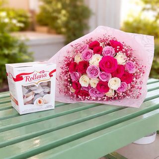 Pink Elegance Bouquet and Chocolates Combo